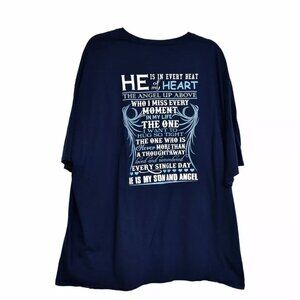 Hanes Mens Navy T Shirt Spellout Graphic Round Neck Pullover Short Sleeve 3XL